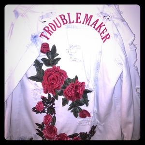 Embroidered Denim Oversized Jacket